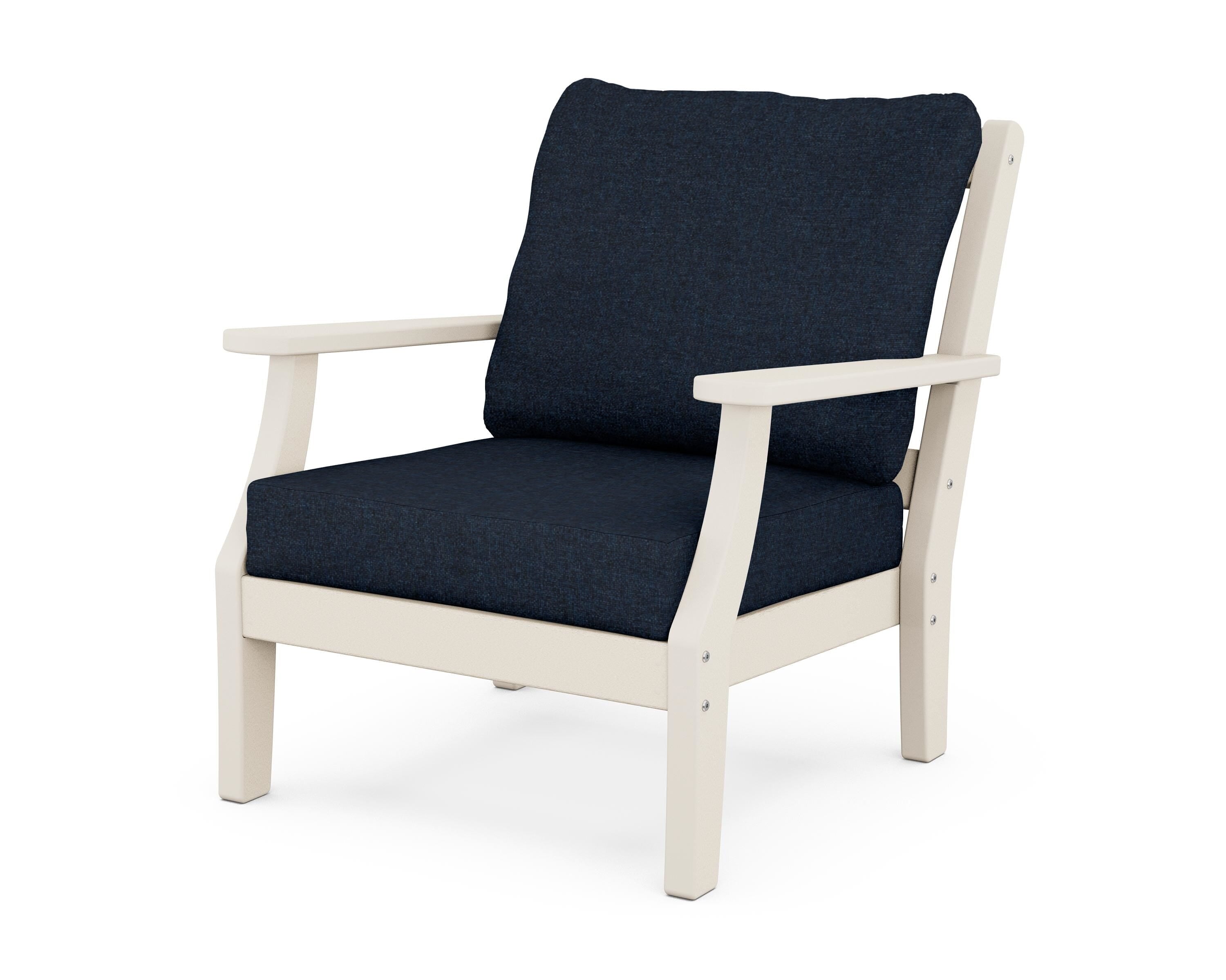 Martha Stewart by POLYWOOD® Chinoiserie Deep Seating Chair in Sand / Marine Indigo