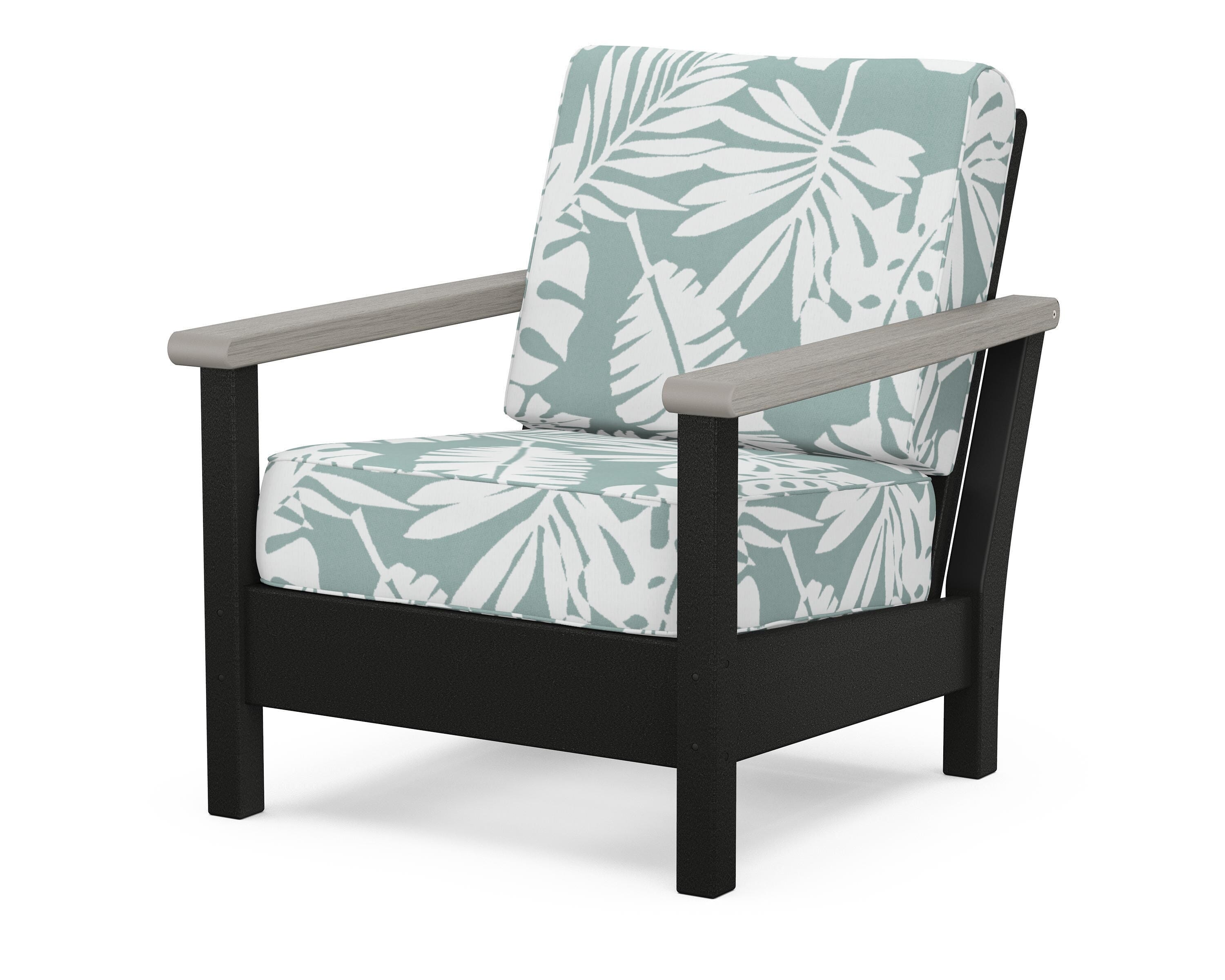 POLYWOOD® Harbour Deep Seating Chair in Black / Driftwood / Leaf Glacier Spa