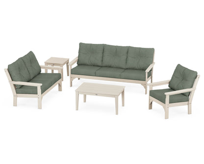 POLYWOOD® Vineyard 5 Piece Deep Seating Set in Sand / Cast Sage