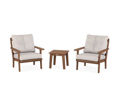 POLYWOOD® Mission 3-Piece Deep Seating Set in Teak / Dune Burlap