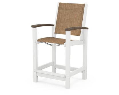POLYWOOD® Coastal Counter Chair in White / Kona / Burlap Sling