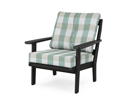 POLYWOOD® Mission Deep Seating Chair in Black / Buffalo Plaid Glacier Spa