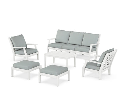 Country Living Wovendale 6-Piece Lounge Sofa Set in White / Spa