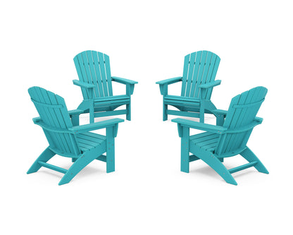 POLYWOOD® 4-Piece Nautical Grand Adirondack Chair Conversation Set in Aruba