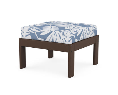 POLYWOOD® Vineyard Modular Ottoman in Mahogany / Leaf Sky Blue