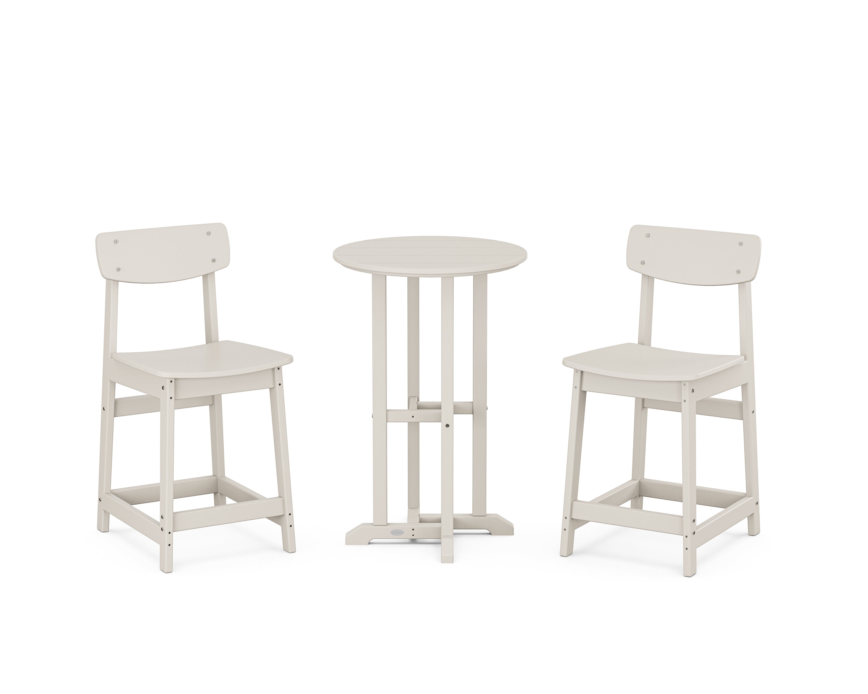 POLYWOOD® Modern Studio Urban Chair 3-Piece Bistro Counter Set in Sand