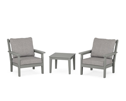POLYWOOD® Chippendale 3-Piece Deep Seating Set in Slate Grey / Grey Mist