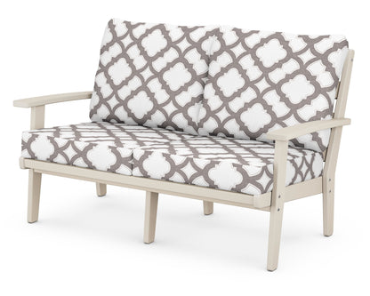 POLYWOOD® Grant Park Deep Seating Loveseat in Sand / Trellis Grey Mist