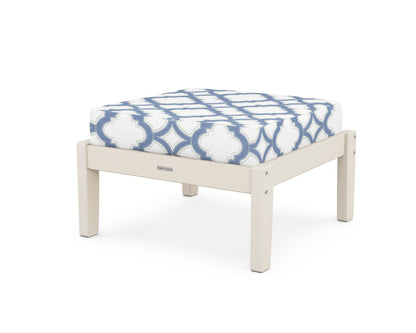 Martha Stewart by POLYWOOD® Chinoiserie Deep Seating Ottoman in Sand / Trellis Sky Blue
