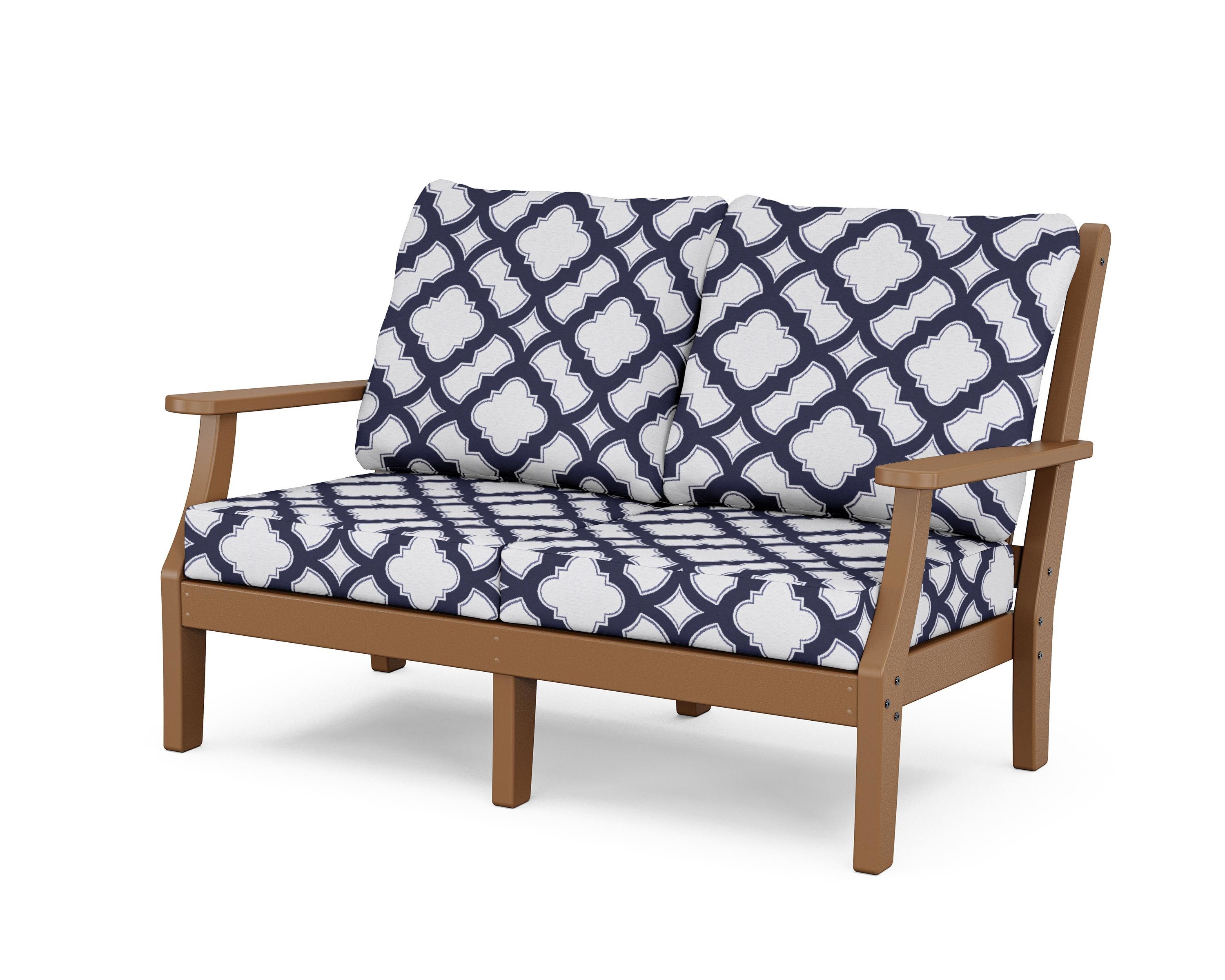 Country Living Wovendale Deep Seating Loveseat in Teak / Trellis Navy