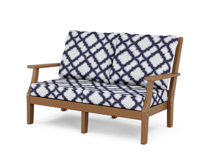 Country Living Wovendale Deep Seating Loveseat in Teak / Trellis Navy