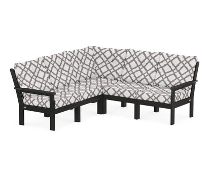 POLYWOOD® Vineyard 5-Piece Sectional in Black / Trellis Grey Mist