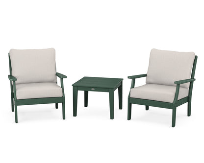 POLYWOOD® Braxton 3-Piece Deep Seating Set in Green / Cast Ash