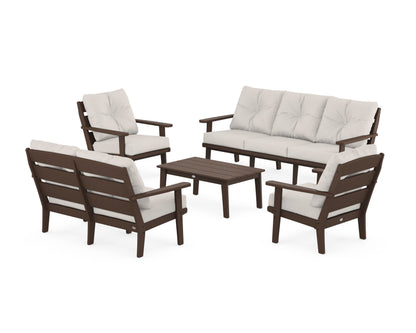 POLYWOOD® Lakeside 5-Piece Lounge Sofa Set in Mahogany / Cast Ash
