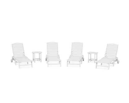 POLYWOOD® Nautical Chaise 6-Piece Set with Wheels in White