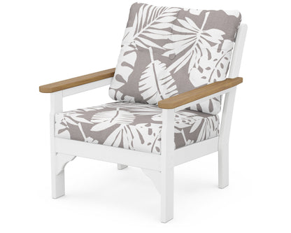POLYWOOD® Vineyard Deep Seating Chair in White / Natural / Leaf Grey Mist