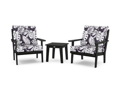 POLYWOOD® Lakeside 3-Piece Deep Seating Chair Set in Black / Leaf Navy