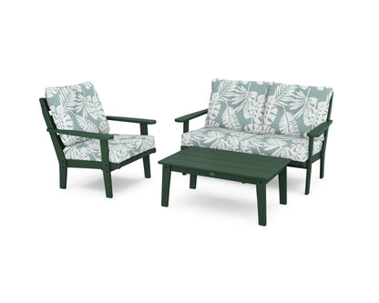 POLYWOOD® Lakeside 3-Piece Deep Seating Set in Green / Leaf Glacier Spa