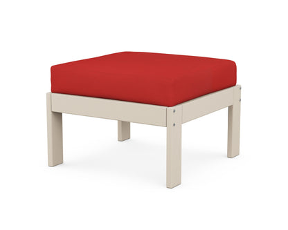 POLYWOOD® Vineyard Modular Ottoman in Sand / Crimson Linen