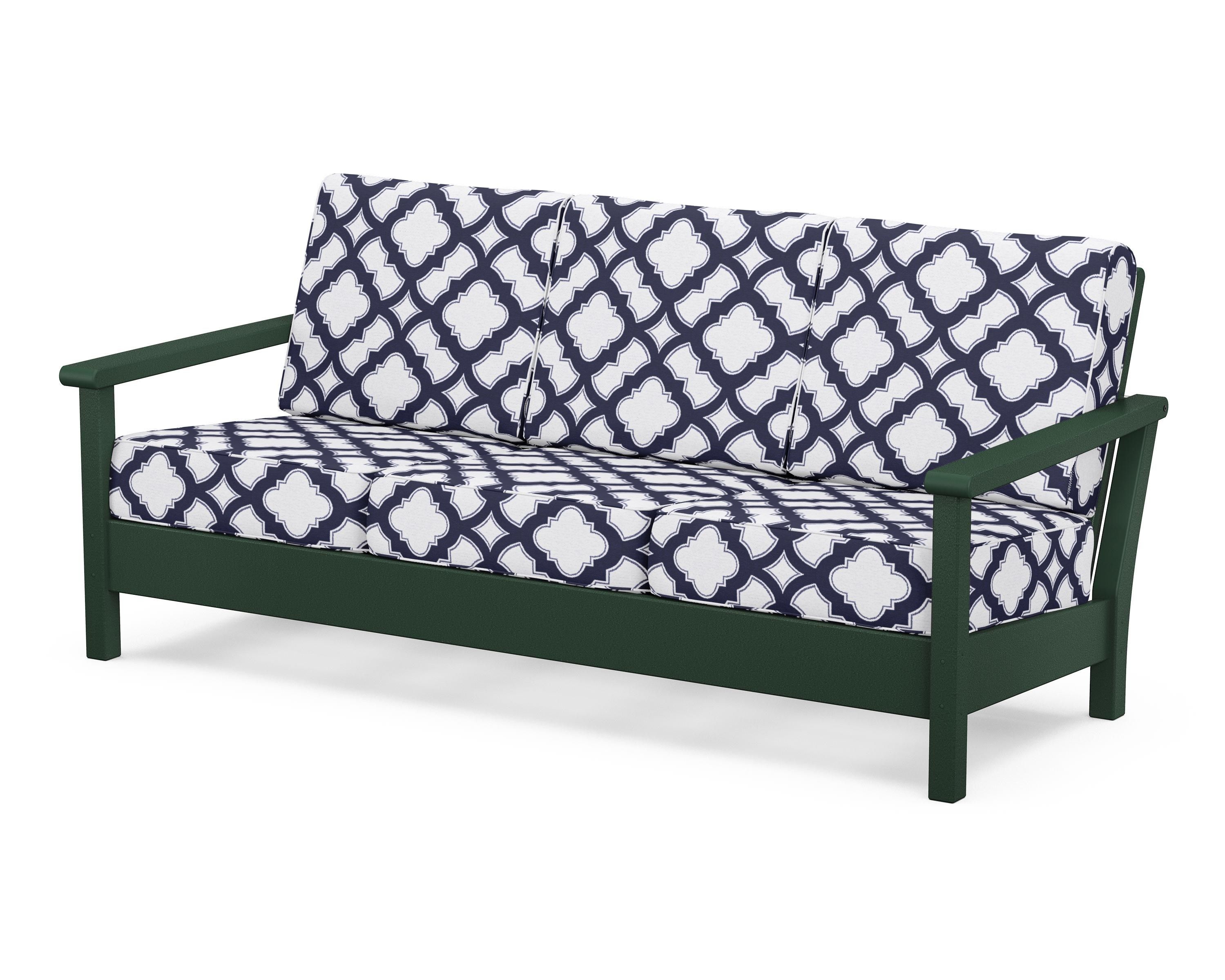 POLYWOOD® Harbour Deep Seating Sofa in Green / Trellis Navy