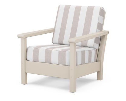 POLYWOOD® Harbour Deep Seating Chair in Sand / Cabana Stripe Dune Burlap