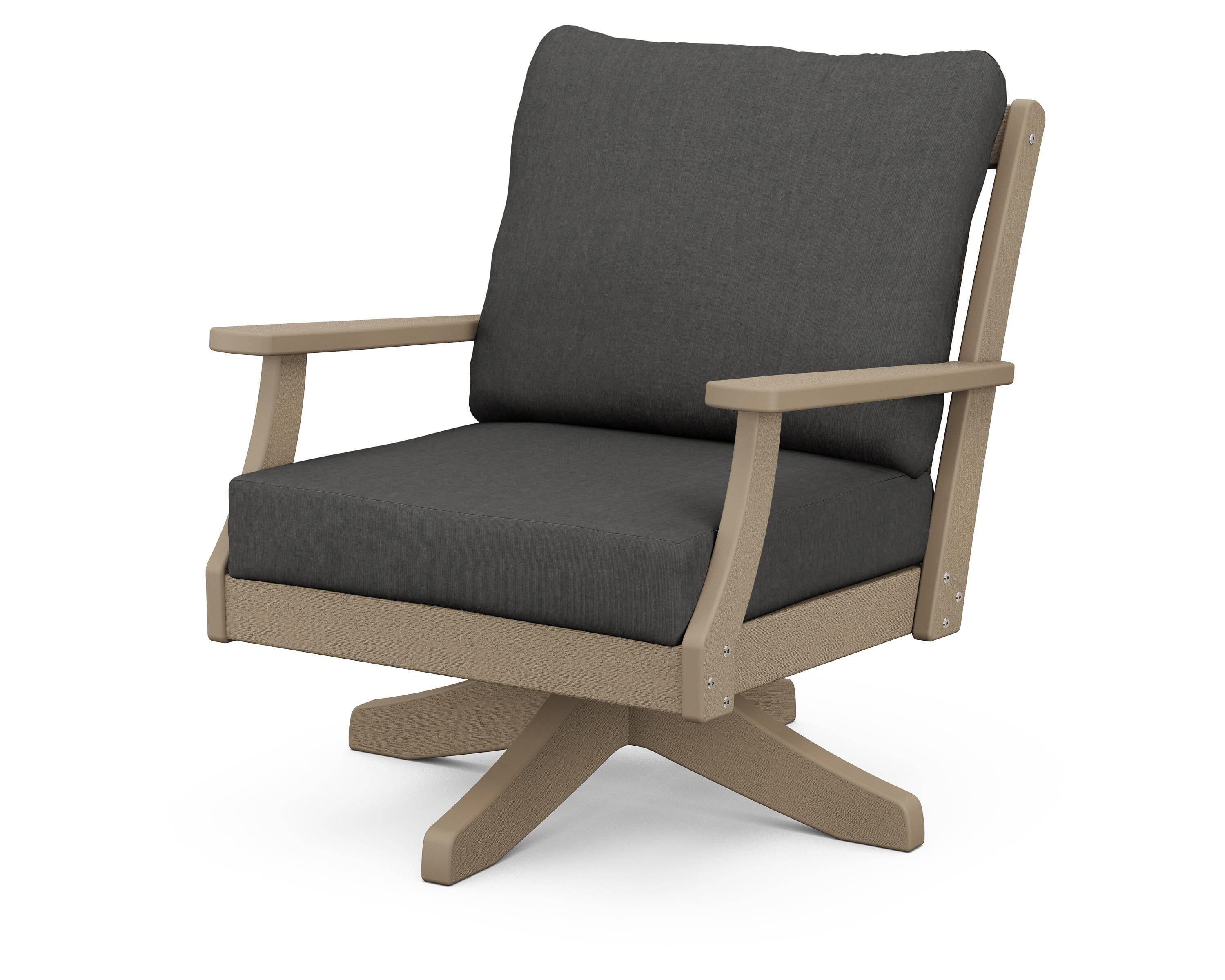 POLYWOOD® Braxton Deep Seating Swivel Chair in Vintage Sahara / Spectrum Carbon