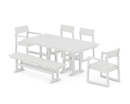 POLYWOOD® EDGE 6-Piece Farmhouse Dining Set in White