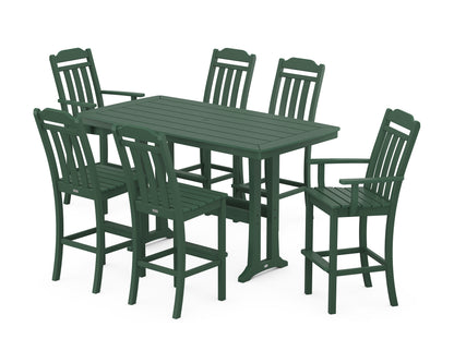 Country Living Cottage 7-Piece Bar Set with Trestle Legs in Green