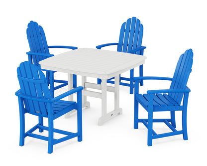 POLYWOOD® Classic Adirondack 5-Piece Dining Set with Trestle Legs in Pacific Blue / White