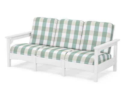 POLYWOOD® Club Sofa in White / Buffalo Plaid Glacier Spa