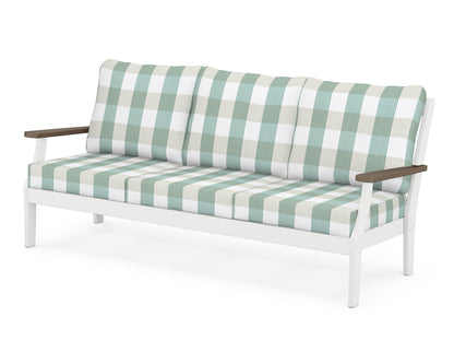 POLYWOOD® Braxton Deep Seating Sofa in White / Kona / Buffalo Plaid Glacier Spa
