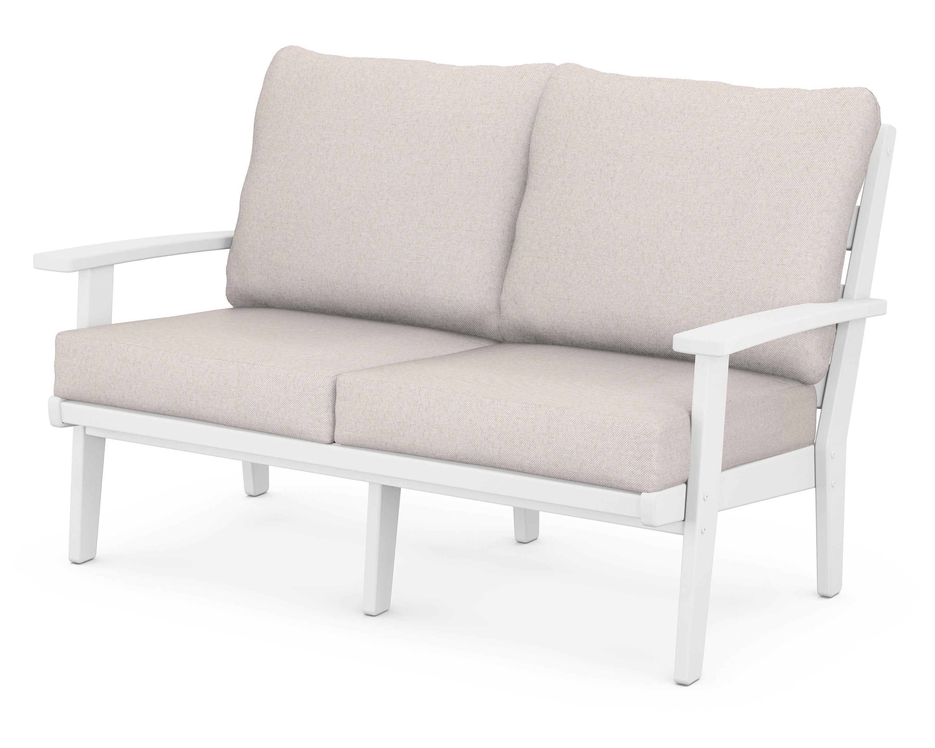 POLYWOOD® Grant Park Deep Seating Loveseat in White / Dune Burlap