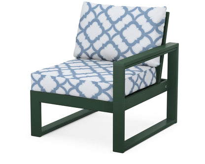 POLYWOOD® EDGE Modular Right Arm Chair in Green / Trellis Sky Blue