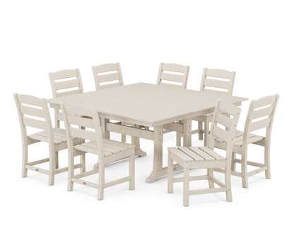 POLYWOOD® Lakeside 9-Piece Farmhouse Trestle Dining Set in Sand