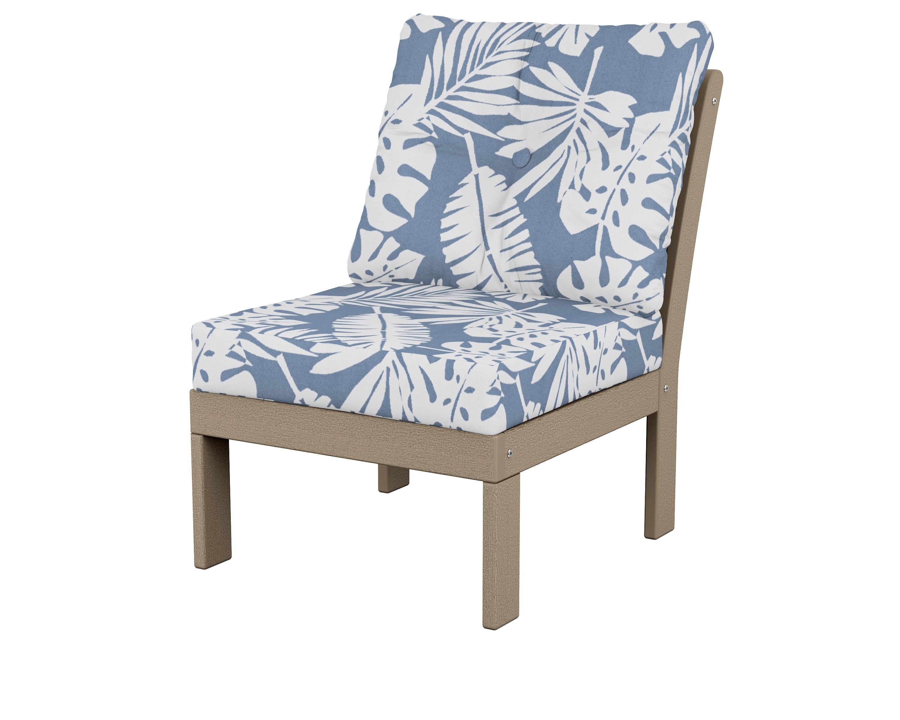 POLYWOOD® Vineyard Modular Armless Chair in Vintage Sahara / Leaf Sky Blue