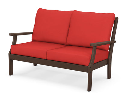 POLYWOOD® Braxton Deep Seating Loveseat in Mahogany / Crimson Linen