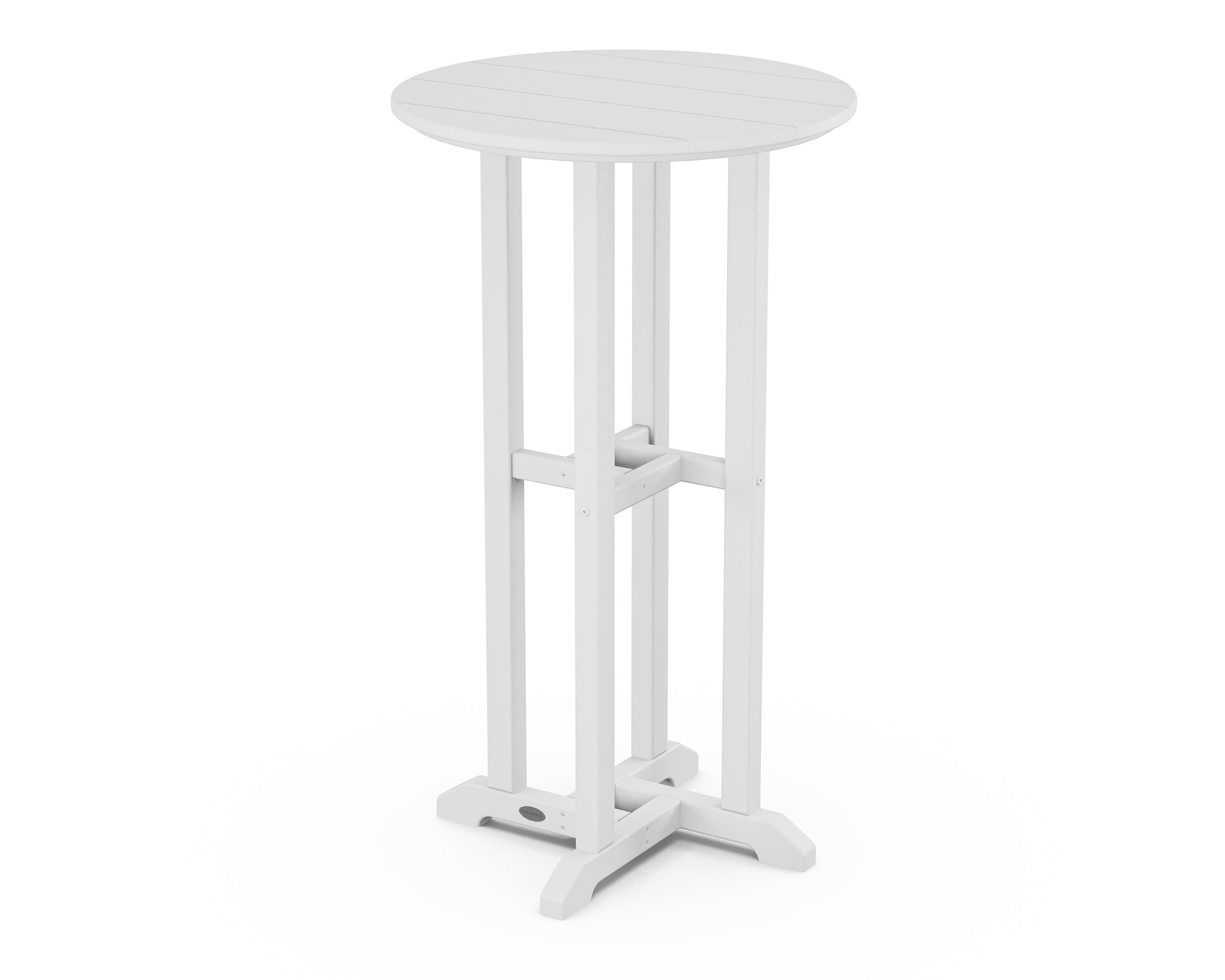 POLYWOOD® 24" Round Farmhouse Bar Bistro Table in White