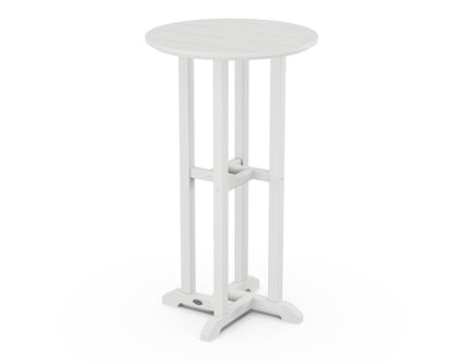POLYWOOD® 24" Round Farmhouse Bar Bistro Table in White