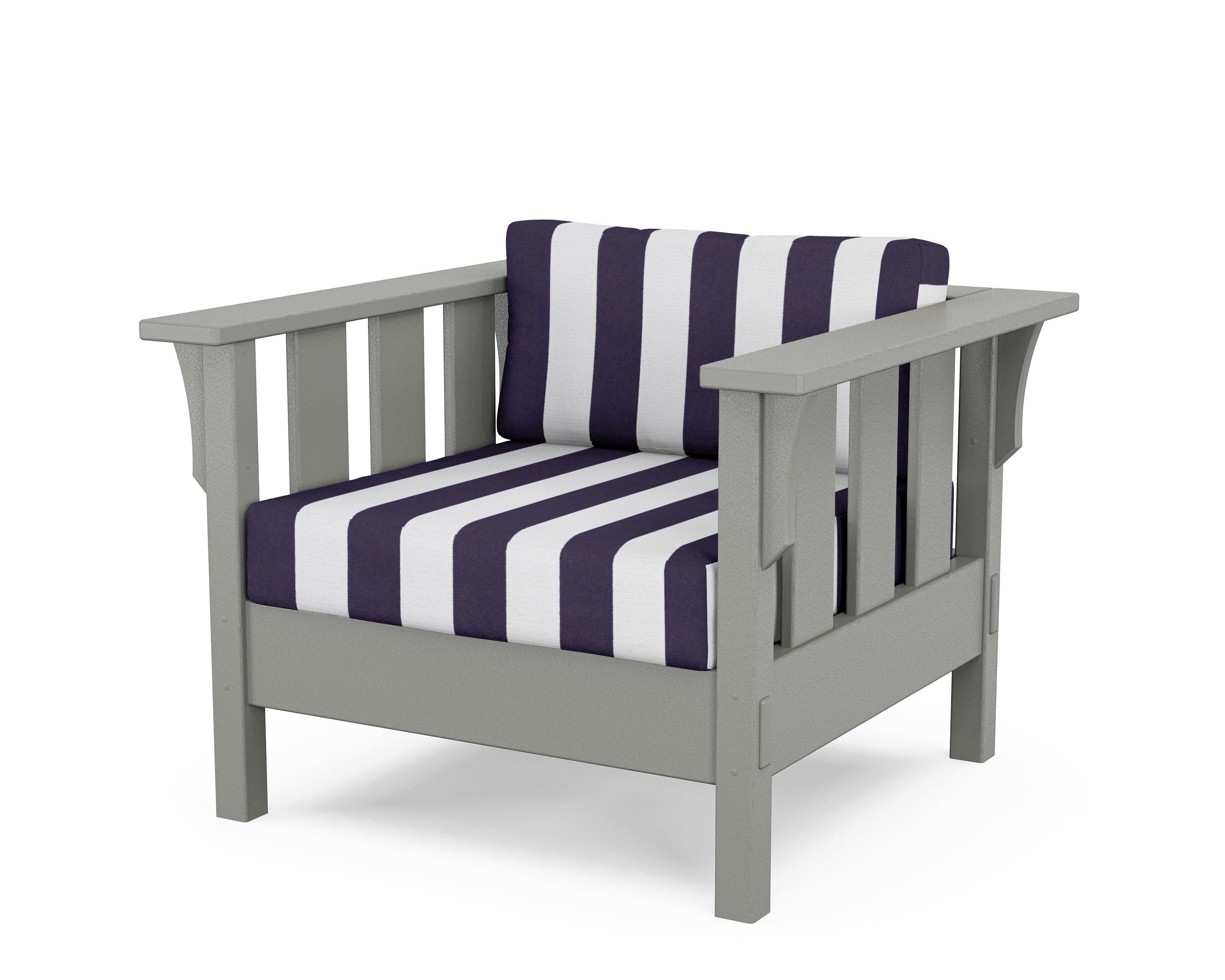 Martha Stewart by POLYWOOD® Acadia Deep Seating Chair in Slate Grey / Cabana Stripe Navy