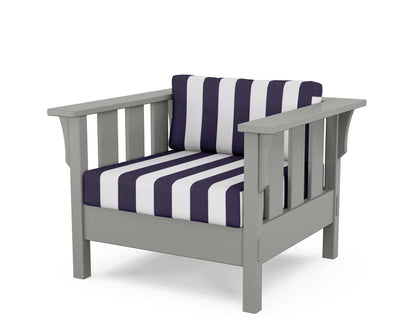 Martha Stewart by POLYWOOD® Acadia Deep Seating Chair in Slate Grey / Cabana Stripe Navy