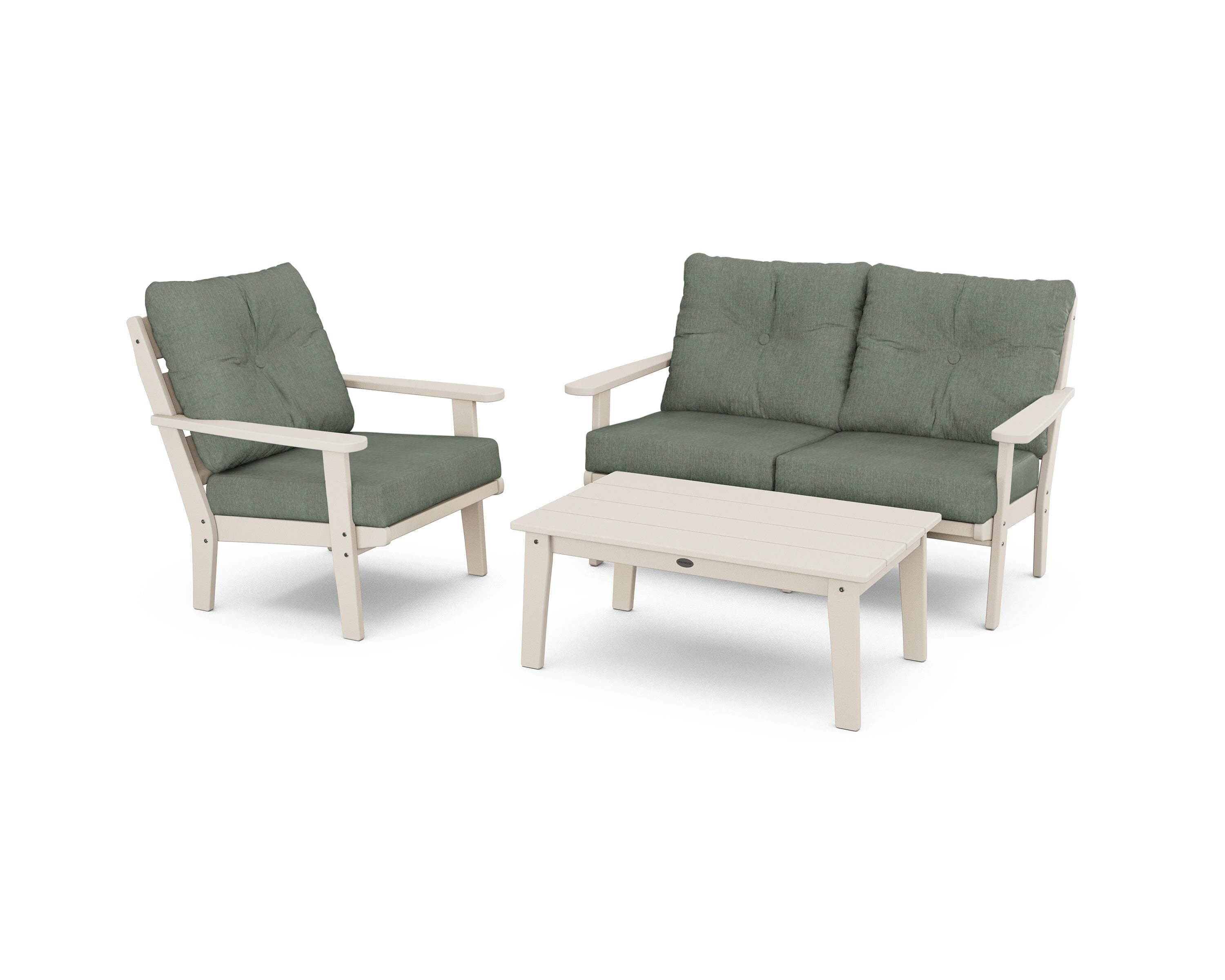 POLYWOOD® Lakeside 3-Piece Deep Seating Set in Sand / Cast Sage
