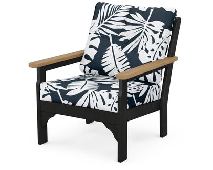 POLYWOOD® Vineyard Deep Seating Chair in Black / Natural / Leaf Marine Indigo