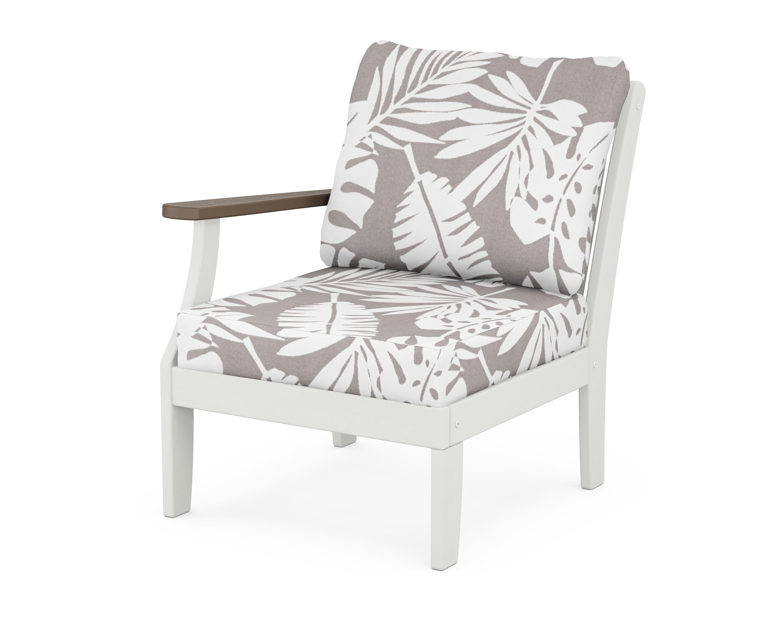 POLYWOOD® Braxton Modular Left Arm Chair in White / Kona / Leaf Grey Mist