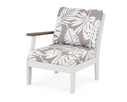 POLYWOOD® Braxton Modular Left Arm Chair in White / Kona / Leaf Grey Mist