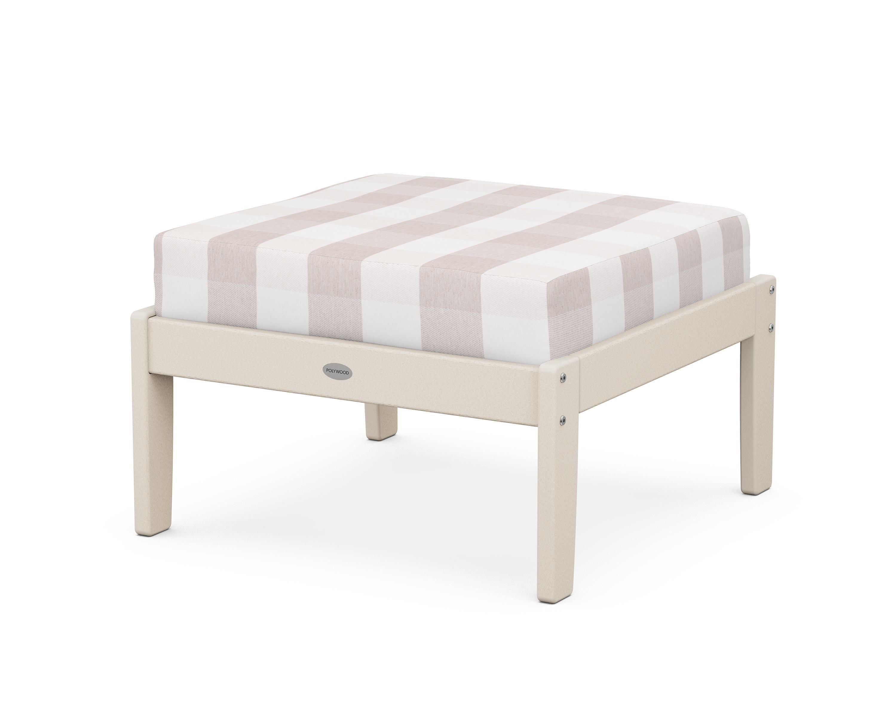 POLYWOOD® Braxton Deep Seating Ottoman in Sand / Buffalo Plaid Dune Burlap