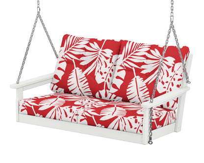 POLYWOOD® Vineyard Deep Seating Swing in White / Leaf Crimson