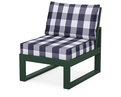 Unbranded Modular Armless Chair in Green / Buffalo Plaid Navy