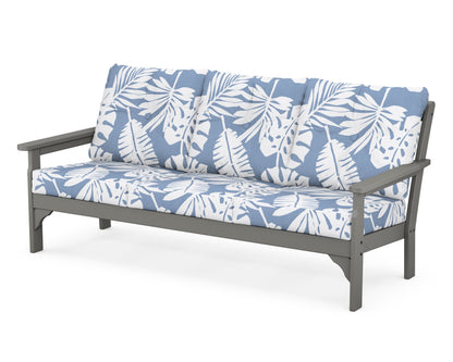 POLYWOOD® Vineyard Deep Seating Sofa in Slate Grey / Leaf Sky Blue