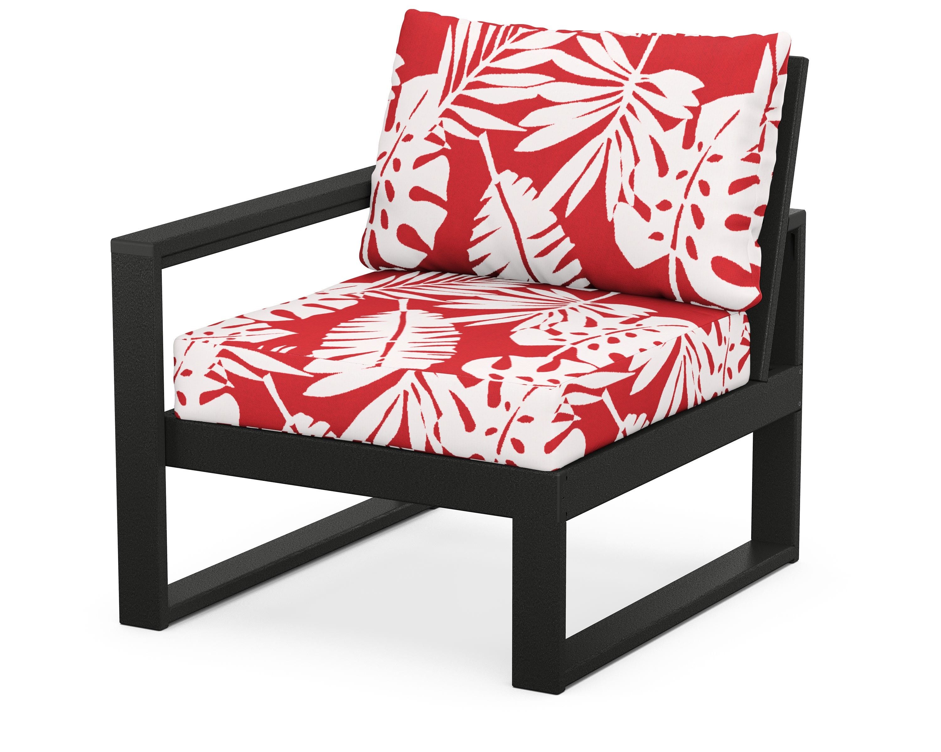 POLYWOOD® EDGE Modular Left Arm Chair in Black / Leaf Crimson