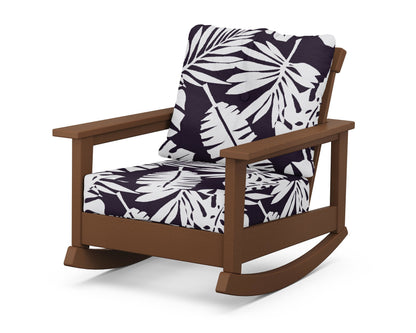 POLYWOOD® Prescott Deep Seating Rocking Chair in Teak / Leaf Navy